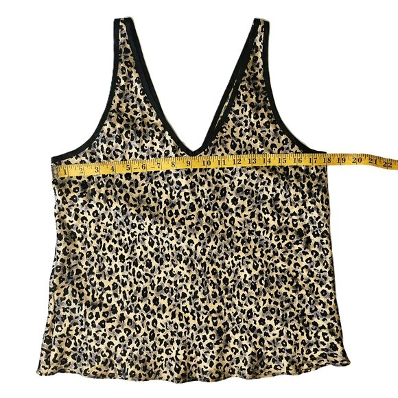 MK ELLE Tan/Grey/Black Leopard Print Sleeveless Silk Camisole Top Size Large - Picture 3 of 7